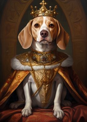 Beagle dog Dressed king