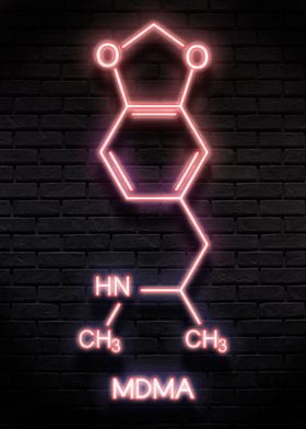 neon MDMA chemical poster