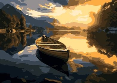 boat landscape sunset