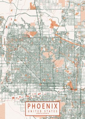 Phoenix City Map Bohemian