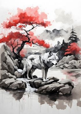 Wolf Japanese Landscape