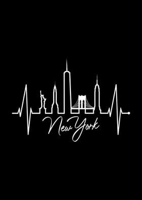 New York Skyline Heartbeat