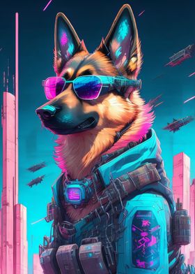 Cyberpunk German Shepherd