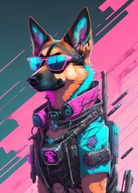 Cyberpunk German Shepherd