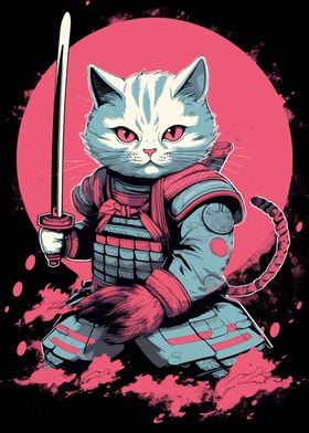 Cat in samurai armor 