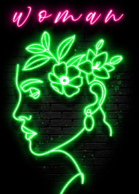 Neon Woman Green Poster