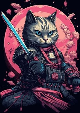 Cat in samurai armor