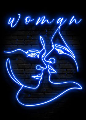 Neon Woman Blue Poster