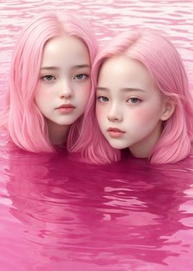 Girls with pink hair