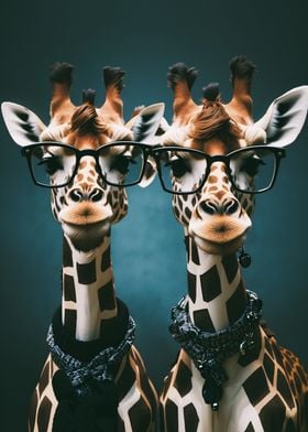 Cute twin Giraffes