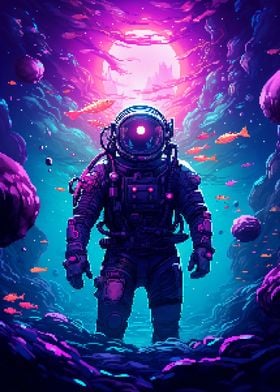 Vaporwave Spaceman Pixel