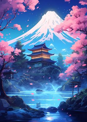 Japanese pastel landscape