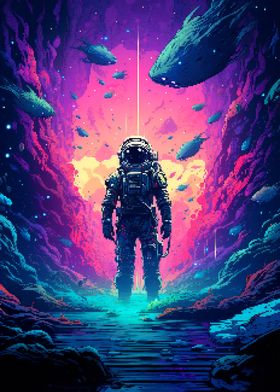 Synthwave Spaceman Pixel