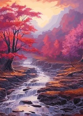 Cherry Blossom Waterfall