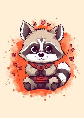 Raccoon Holding Heart