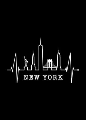 New York Skyline Heartbeat