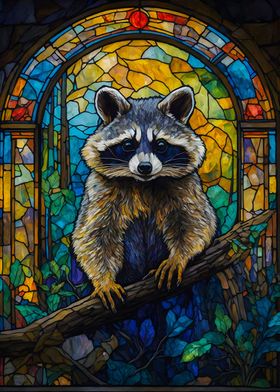 Raccoon abstract stained g