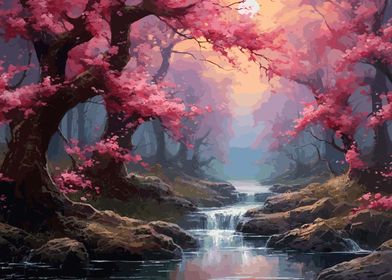 Cherry Blossom Waterfall