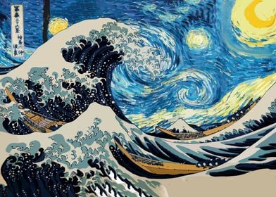 great wave of starry night