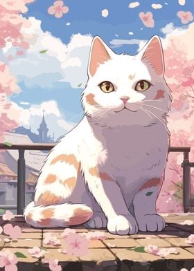 Cat Cherry Blossoms