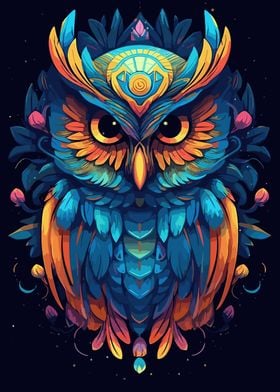 Bird Owl Colorful