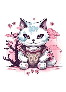 Cat Cherry Blossoms