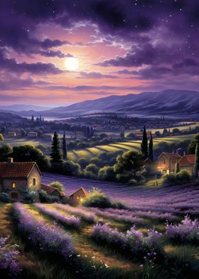 Purple Fields Nighttime