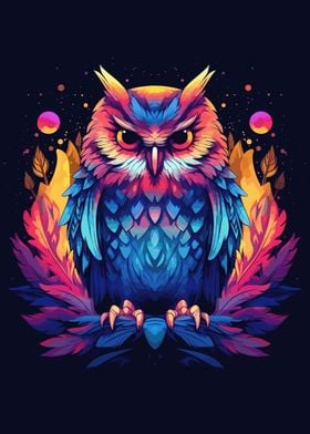 Bird Owl Colorful