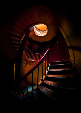 Brown spiral staircase