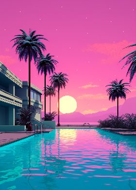 Mansion Sunset Pixel Art