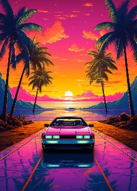 Tropical Car Pixel Art