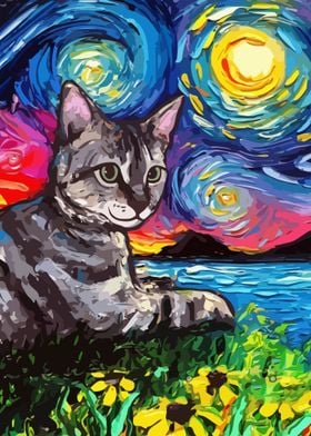 Starry Night Cat 