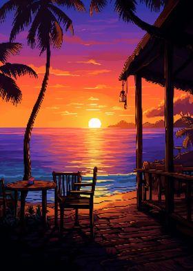 80s Hawaii Trip Pixel Art