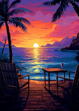 Hawaii Ocean Sunset Pixel