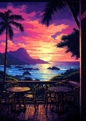 Hawaii Cafe Pixel Art