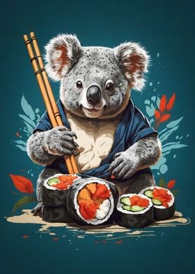 Koalas and sushi vintage