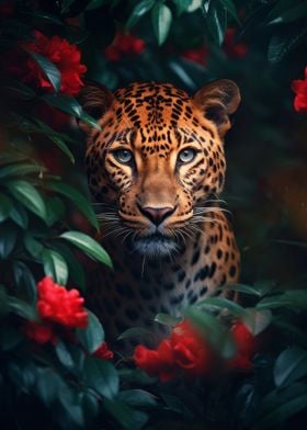 Leopard Green Jungle Roses