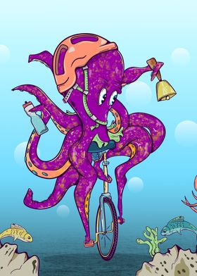 Octopus riding a unicycle