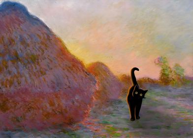 Cat Monet Haystacks