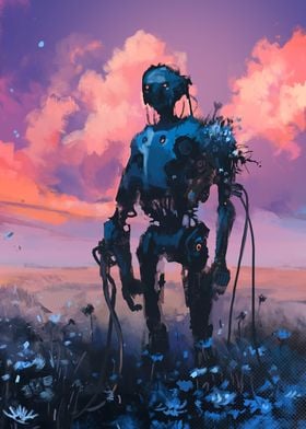 Robot in a flower field 02