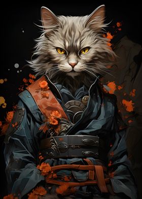 Cat Japanese Warrior