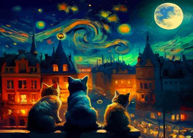 Starry Night Cat 