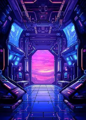 Synthwave Spaceship Pixel