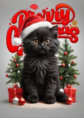 Black Cat Merry Christmas