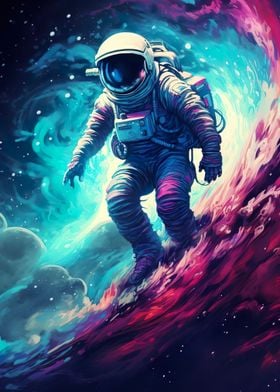 Astronaut in Space Surfer