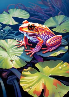 Frog on a Leaf Painting