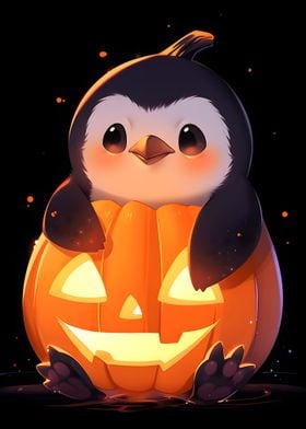 Penguin in Pumpkin