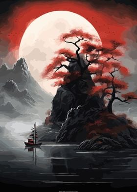 Japanese Red Black Art