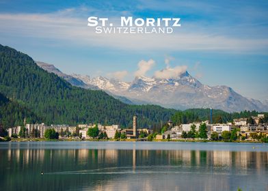 Lake St Moritz with alps