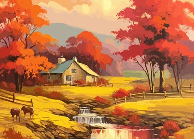Vintage Fall Landscape